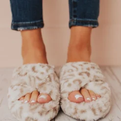 Sandal Shoes Cari X Band Slippers White Leopard