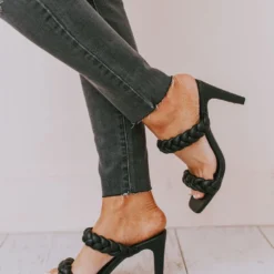 Sandal Ellie Braided Heels Black Shoes