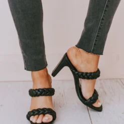 Sandal Ellie Braided Heels Black Shoes
