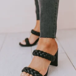Sandal Ellie Braided Heels Black Shoes