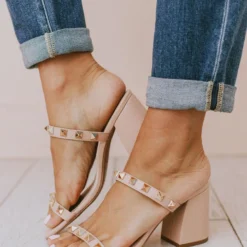 Sandal Evanna Studded Heel Nude