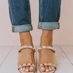 Sandal Evanna Studded Heel Nude
