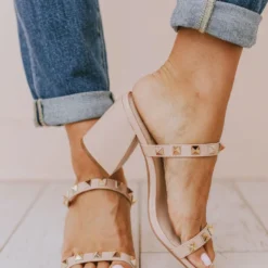 Sandal Evanna Studded Heel Nude