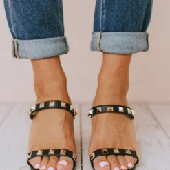 Sandal Evanna Studded Heel Black