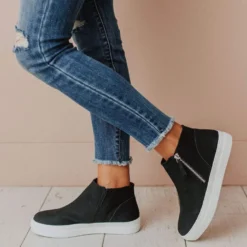Shoes High Top Zipper Sneakers Black