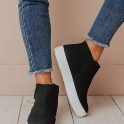 Shoes High Top Zipper Sneakers Black