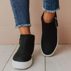 Shoes High Top Zipper Sneakers Black