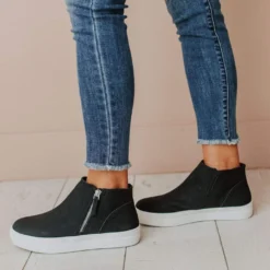 Shoes High Top Zipper Sneakers Black