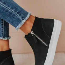 Shoes High Top Zipper Sneakers Black