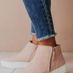 High Top Zipper Sneakers Blush Shoes