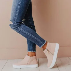 High Top Zipper Sneakers Blush Shoes