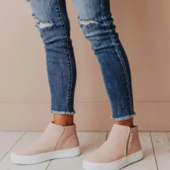 High Top Zipper Sneakers Blush Shoes