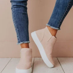 High Top Zipper Sneakers Blush Shoes