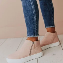 High Top Zipper Sneakers Blush Shoes