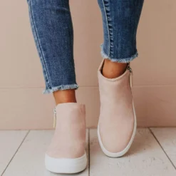 High Top Zipper Sneakers Blush Shoes