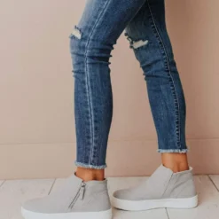 Shoes High Top Zipper Sneakers Grey