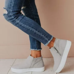 Shoes High Top Zipper Sneakers Grey