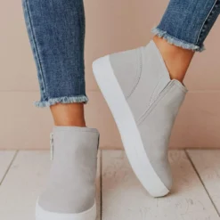Shoes High Top Zipper Sneakers Grey