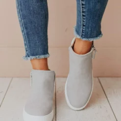 Shoes High Top Zipper Sneakers Grey