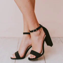 Sandals Shoes Lucille Ankle Strap Heel Black