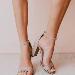 Sandals Shoes Lucille Ankle Strap Heel Taupe
