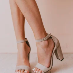 Sandals Shoes Lucille Ankle Strap Heel Taupe