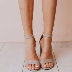 Sandals Shoes Lucille Ankle Strap Heel Taupe