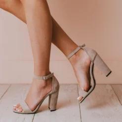 Sandals Shoes Lucille Ankle Strap Heel Taupe
