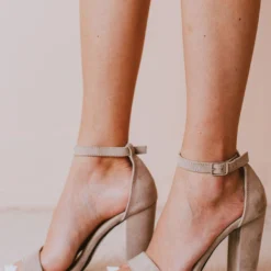 Sandals Shoes Lucille Ankle Strap Heel Taupe
