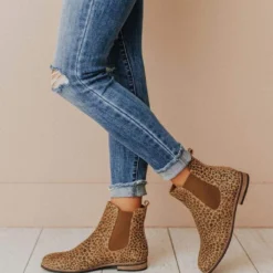 Lucy Avenue Side Stretch Booties Leopard Shoes