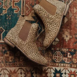 Lucy Avenue Side Stretch Booties Leopard Shoes