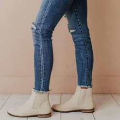 Lucy Avenue Side Stretch Booties Taupe Shoes