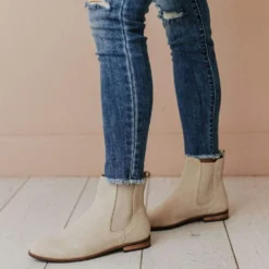 Lucy Avenue Side Stretch Booties Taupe Shoes