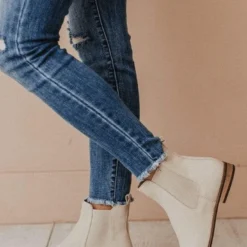 Lucy Avenue Side Stretch Booties Taupe Shoes