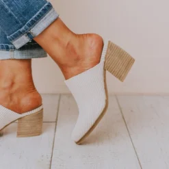 Beast Angela Corduroy Slip On Booties Nude Shoes