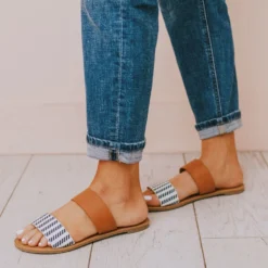 Athena Double Strap Sandals Navy/Beige