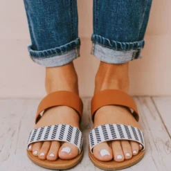 Athena Double Strap Sandals Navy/Beige