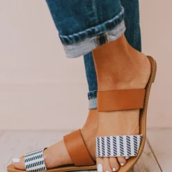 Athena Double Strap Sandals Navy/Beige