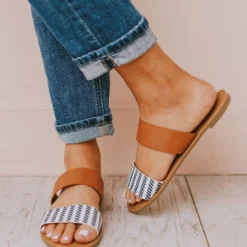 Athena Double Strap Sandals Navy/Beige