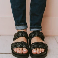Cleo Two Braided Sandal Black Shoes