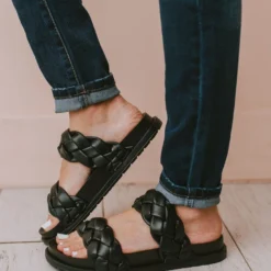 Cleo Two Braided Sandal Black Shoes
