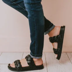 Cleo Two Braided Sandal Black Shoes