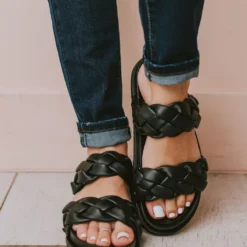 Cleo Two Braided Sandal Black Shoes