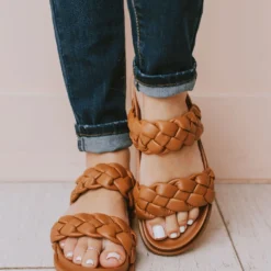 Cleo Two Braided Sandal Camel Shoes