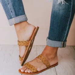 Eleora Braided Sandals Camel Shoes