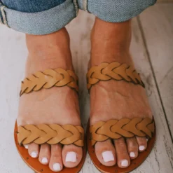 Eleora Braided Sandals Camel Shoes