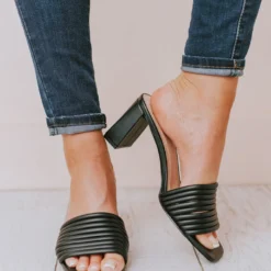 Evelyn Recycled Slip On Sandal Black Shoes