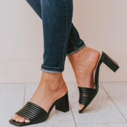 Evelyn Recycled Slip On Sandal Black Shoes