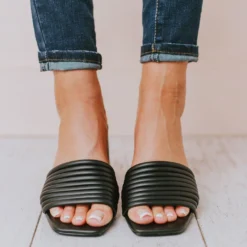 Evelyn Recycled Slip On Sandal Black Shoes