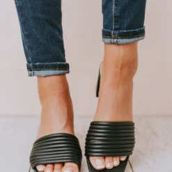 Evelyn Recycled Slip On Sandal Black Shoes